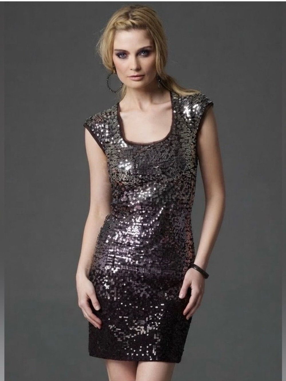 White House Black Market Black Sequin Sleeveless Mini Dress